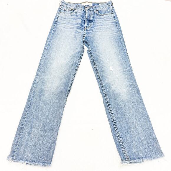 Denim Forum The Arlo High Rise Straight Button Fly Cotton Denim Jeans Size 25 - Picture 2 of 10